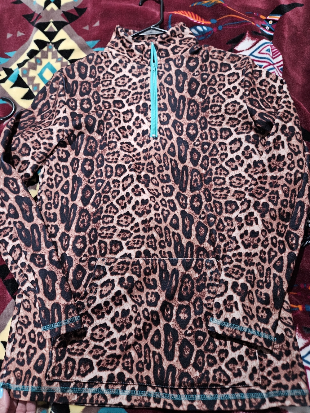 Leopard Print Half-Zip Pullover Jacket - Brown